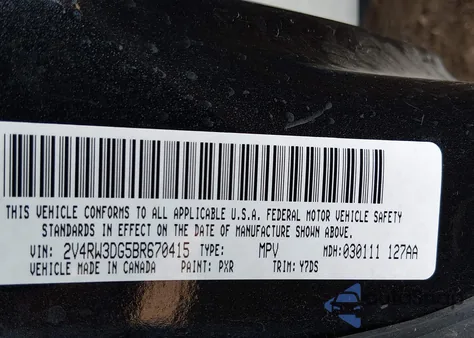 2011 Volkswagen Routan Se z USA, uszkodzony, nr VIN 2V4RW3DG5BR670415